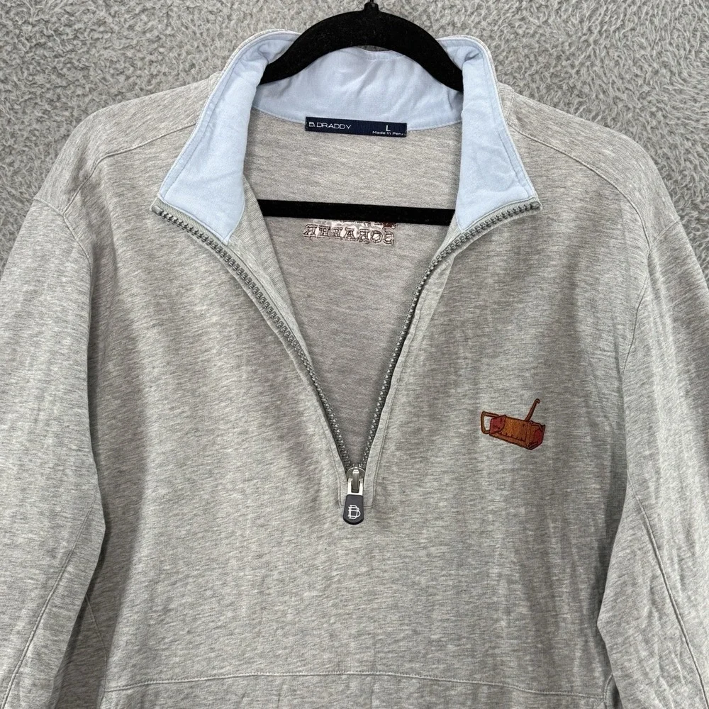 B.Draddy 1/4 Zip Pullover Long Sleeve Gray Sweater Men Size Large Fresno Scraper